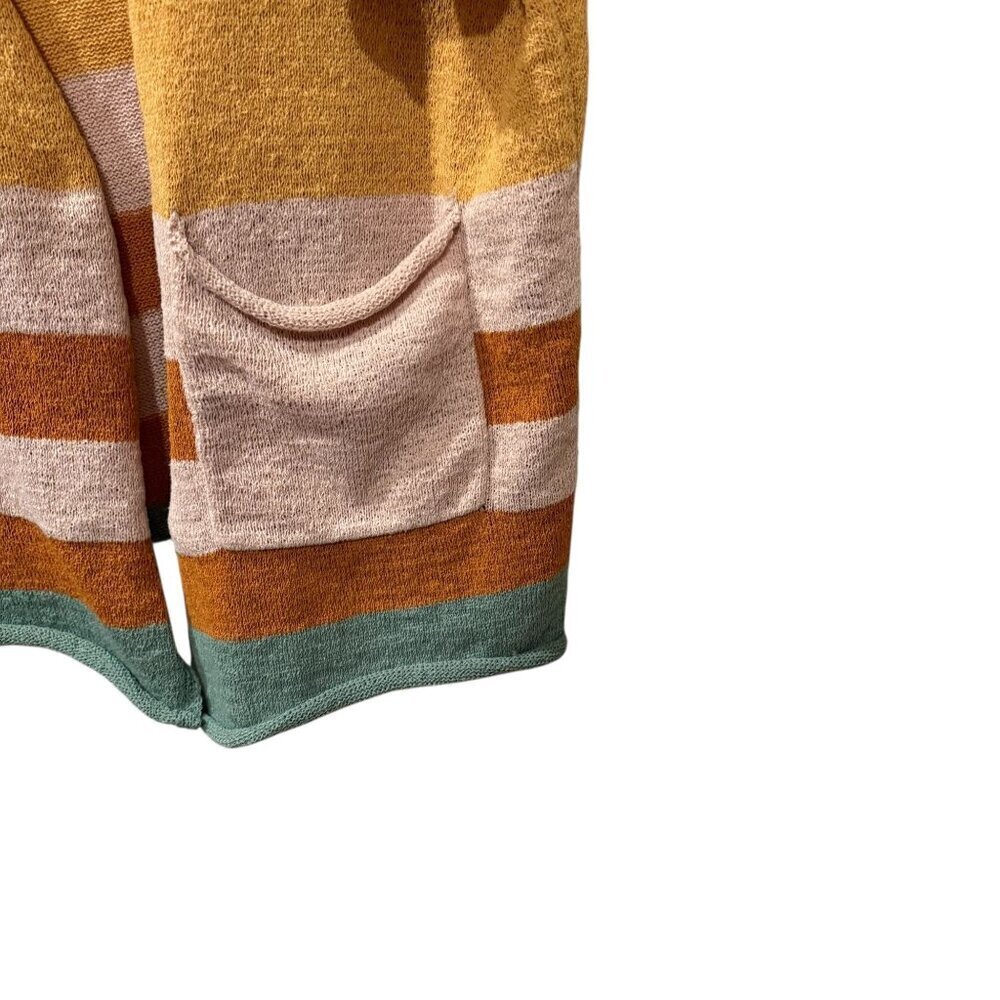 Heyson Womens Striped Open Front Cardigan With Pockets Size S Lightweight Knit M - Picture 2 of 3